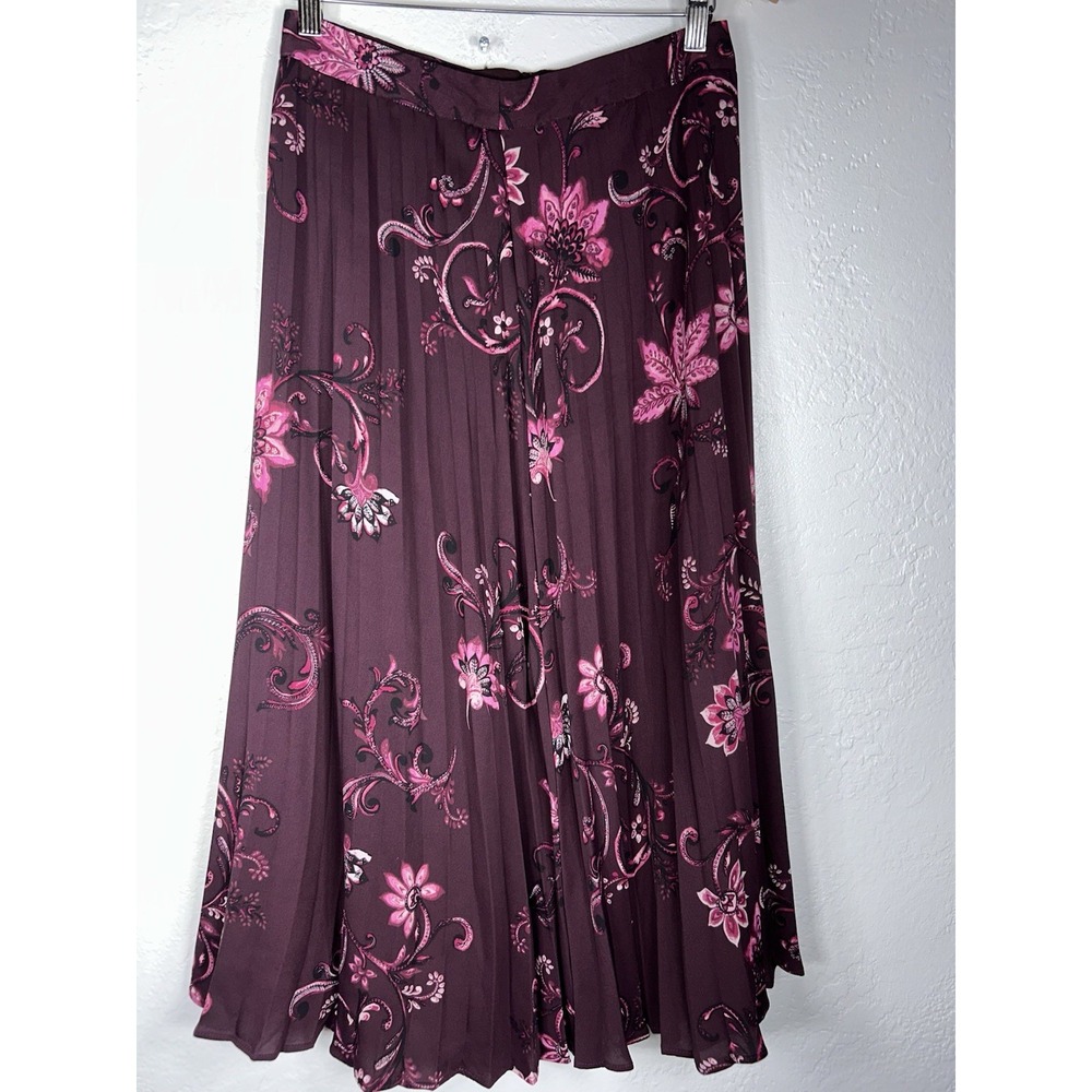 Chico's Plum Paisley Chiffon Floral Pleated Fashion Maxi‎ Skirt Chicos 00 XS - Picture 2 of 11